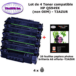 4 Toners génériques HP 49X, Q5949X pour imprimante HP LaserJet 1160 1320 1320N 3390 3392+ 20f papiers photos A6 -T3AZUR