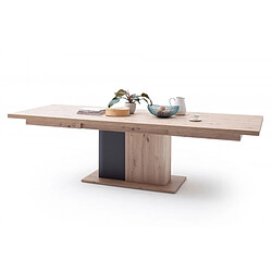 Avis Pegane Table à manger extensible en chêne massif / graphite - L.180-280 x H.77 x P.100 cm