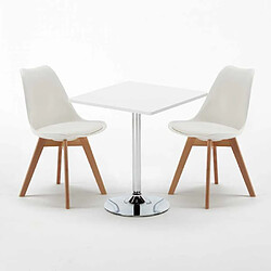 Avis Ahd Amazing Home Design Table Carrée Blanche 70x70cm et 2 Chaises Colorées Set Intérieur Bar Café Nordica Cocktail