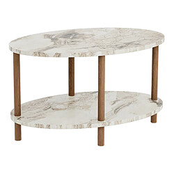 Helloshop26 Table basse ovale 43 x 70 x 44 cm marbre crème 03_0008480