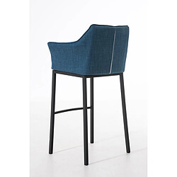 Acheter Decoshop26 Tabouret de bar chaise haute de comptoir couture carrées assise en tissu bleu 4 pieds stables en métal noir 10_0004701