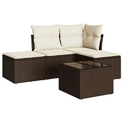 vidaXL Salon de jardin avec coussins 5 pcs marron résine tressée