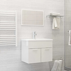 vidaXL Ensemble de meubles de salle de bain Blanc brillant Aggloméré