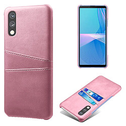 Coque en TPU + PU anti-rayures, avec deux porte-cartes or rose pour votre Sony Xperia Ace 2