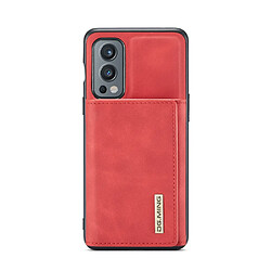 Dg.Ming Coque en TPU + PU magnétique, hybride avec béquille rouge pour votre OnePlus Nord 2 5G