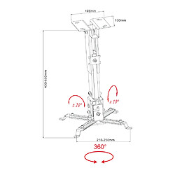 INOTEK PCM 400 43-65 - Support plafond universel pour vidéoprojecteur avec mat réglable de 43 cm à 65 cm