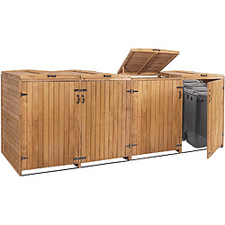 Decoshop26 Abri de poubelles extérieur conteneurs à ordures jusqu'à 8 bacs avec couvercle 126x316x98 cm en bois certifié FSC marron 04_0002872