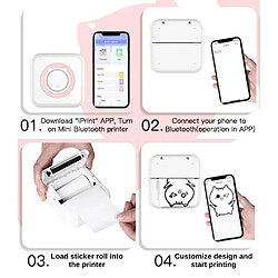 Imprimante thermique de poche, liste de mémos d'étiquettes photo Bluetooth 200 dpi sans impression d'encre mini-imprimante portable sans fil(rose) pas cher