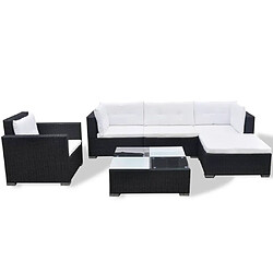 Avis Maison Chic Salon de jardin 6 pcs avec coussins | Ensemble de Table et chaises | Mobilier d'Extérieur résine tressée noir -GKD85472