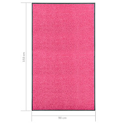 vidaXL Paillasson lavable Rose 90x150 cm pas cher