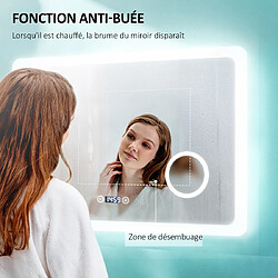 Avis EMKE Miroir de salle de bain LED avec Loupe 3 Fois 80x60cm | Loupe 3x, Interrupteur Tactile, Anti-buée, Horloge | Lumière Blanche Froide