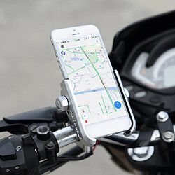 moto vélo aluminium téléphone support de support de guidon pour téléphone argent