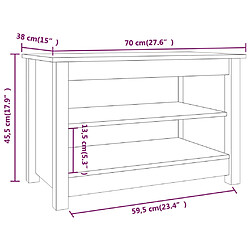 vidaXL Banc à chaussures 70x38x45,5 cm Bois de pin massif pas cher