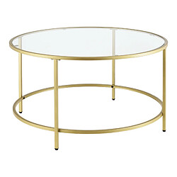 Table Basse Ronde pour Salon Petite Table Stylée Plateau en Verre Pieds en Acier 84 x 45,5 cm Doré [en.casa]