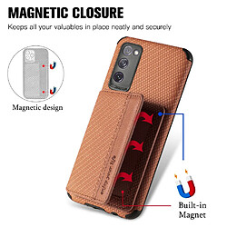 Coque en TPU + PU texture en fibre de carbone avec béquille marron pour votre Samsung Galaxy S20 Lite/S20 FE/S20 FE 5G