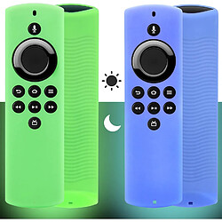 SANAG Lot De 2 Coques De Telecommande Compatibles Avec Tv Firestick Lite 2020(Phosphorescent), Coque En Silicone Avec Dragonne Pour Telecommande Firetv(Vert Et Bleu)