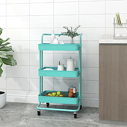 Maison Chic Desserte de cuisine | Chariot de cuisine | Meuble de rangement roulant 3 niveaux Turquoise 42x35x85 cm Fer et ABS -GKD93764