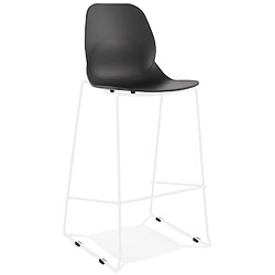 Alterego Tabouret de bar design empilable 'BERLIN' noir avec pied en métal blanc