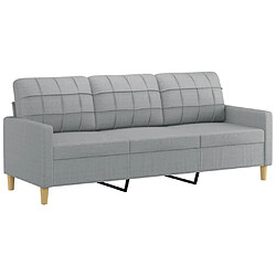 Maison Chic Canapé à 3 places,Canapé droit,Sofa de Salon,Banquette Gris clair 180 cm Tissu -GKD165870