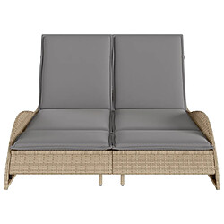 Acheter Maison Chic Chaise longue avec coussins, Transats, Bain de Soleil beige 114x205x73 cm résine tressée