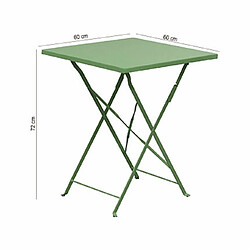 Acheter Mes Table de jardin carrée pliable en métal vert - BACA