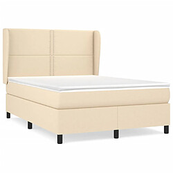 vidaXL Sommier à lattes de lit avec matelas Crème 140x190 cm Tissu