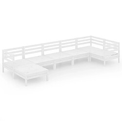 Maison Chic Salon de jardin 7 pcs - Table et chaises d'extérieur - Mobilier/Meubles de jardin Moderne Bois de pin massif Blanc -MN64524