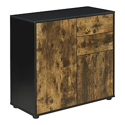 Helloshop26 Commode avec 2 tiroirs 2 portes 74 x 79 x 36 cm noir mat effet chêne foncé 03_0006820