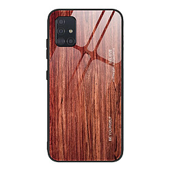 Coque en TPU peau en bois rouge vin pour votre Samsung Galaxy A51