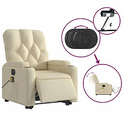 Maison Chic Fauteuil Relax pour salon, Fauteuil inclinable de massage électrique Crème Tissu -GKD54932 pas cher