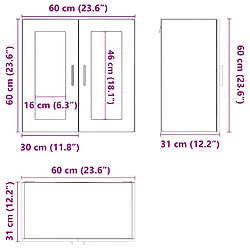 vidaXL Armoire murale de cuisine avec porte en verre Porto gris béton pas cher