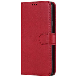 Wewoo Housse Coque Pour LG G7 ThinQ Solid Color Horizontal Flip de protection avec support et fentes cartes et portefeuille et cadre photo et lanière rouge