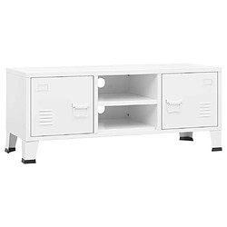 Maison Chic Meuble TV scandinave - Banc TV pour salon industriel Blanc 105x35x42 cm Métal -MN10756