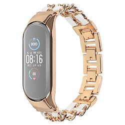 Bracelet en métal or rose/blanc pour votre Xiaomi Mi Band 5/Mi Band 6