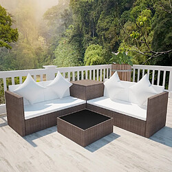 Maison Chic Salon de jardin 4 pcs + coussins - Mobilier/Meubles de jardin - Table et chaises d'extérieur Résine tressée Marron -MN71214