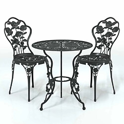 Maison Chic Table de bistro et chaises d'extérieur 3 pcs,Ensemble de bistro de jardin pour relax Aluminium coulé Noir -GKD510386