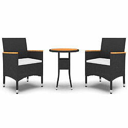 Maison Chic Mobilier à dîner 3 pcs de jardin - Ensemble table et chaises d'extérieur - Salon/Mobilier de jardin classique Résine tressée Noir -MN34568