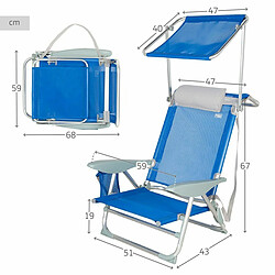 Chaise de Plage Aktive Bleu 47 x 67 x 43 cm (2 Unités) pas cher