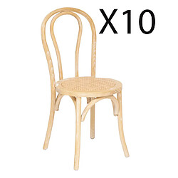 Pegane Lot de 10 chaises empilables de jardin en bois d'orme coloris naturel blanchi - Longueur 41 x Profondeur 47 x Hauteur 89 cm