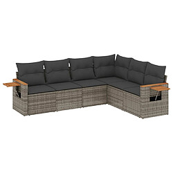 Maison Chic Salon de jardin 6 pcs avec coussins | Ensemble de Table et chaises | Mobilier d'Extérieur gris résine tressée -GKD82307