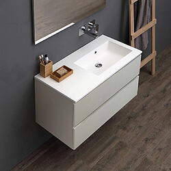 Kiamami Valentina MUEBLE DE SALLE DE BAIN 90CM GRIS PERLE ÉVIER BAIGNOIRE À DROITE | VALENTINA