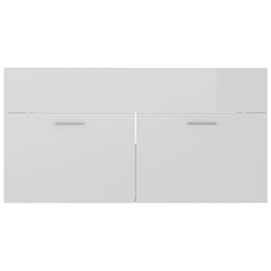 Acheter vidaXL Armoire d'évier Blanc brillant 90x38,5x46 cm Bois d’ingénierie