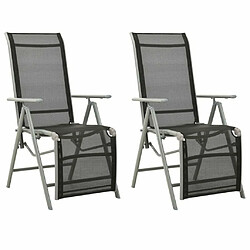 Maison Chic Lot de 2 Chaises de jardin,Fauteuil d'extérieur Textilène et aluminium Argenté -MN34812