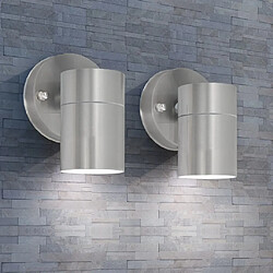 vidaXL Applique murale d'extérieur 2 pcs Acier inoxydable vers le bas