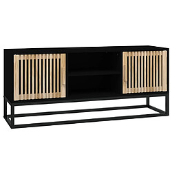 vidaXL Meuble TV noir 105x30x45 cm bois d'ingénierie et fer