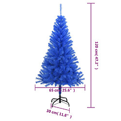 vidaXL Sapin de Noël artificiel avec support bleu 120 cm PVC pas cher