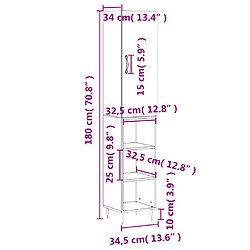 vidaXL Buffet haut Blanc brillant 34,5x34x180 cm Bois d'ingénierie pas cher