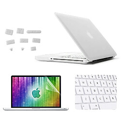 Wewoo Housse Étui blanc pour MacBook Pro 13.3 pouces 4 en 1 Coque de protection en plastique dur givré avec protecteur d'écran et protège-clavier bouchons anti-poussière