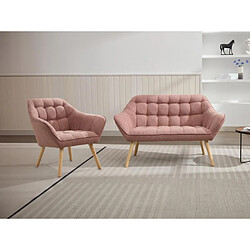 Vente-Unique Canapé 2 places et fauteuil en tissu rose chiné CASERTA