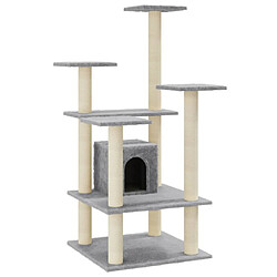 Helloshop26 Arbre à chat meuble tour grimper jouet grattage grattoir escalade plateforme avec griffoirs en sisal clair 110 cm gris 02_0022549